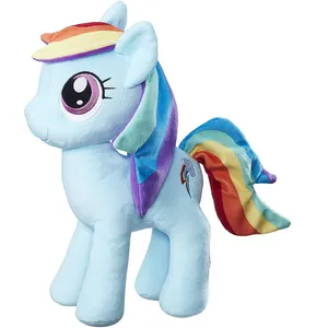 Özel doldurulmuş & peluş oyuncak hayvan Kawaii Pony sihirli gökkuşağı çizgi sevimli yumuşak yastık midilli peluş oyuncak s satılık