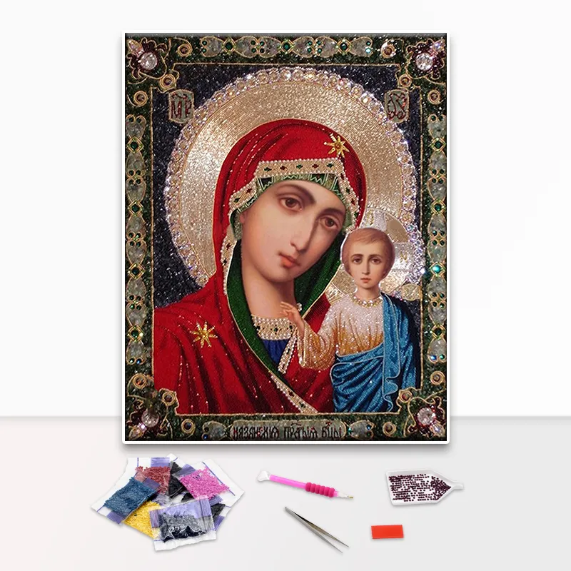 Neue Großhandel Diy Diamond Painting 5D Handwerk durch den Symbol Point Drill Religiöse Muster Kunst Dekoration