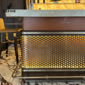 Comercial personalizado Hotel diseño moderno mármol superior restaurante <span class=keywords><strong>Bar</strong></span> mostrador con estante colgante de acero inoxidable - Product Image 3