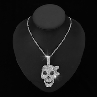 NL2258 Bijoux Hip Hop Diamant Plaqué Or Pendentif Glacé Homme Chaîne Crâne Collier Pendentifs