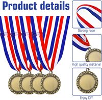 Jinba Kit de 24 médailles et trophées en métal vierges avec rubans de cou personnalisables pour la cheerleading et la participation, fabriqué en Chine