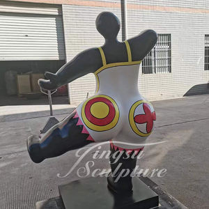 Conception populaire conception moderne western sculpture d'art de grosse femme nue en fibre de verre grandeur nature - Product Image 6