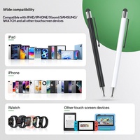 Nouveau stylet capacitif 2-en-1 en métal avec logo gravé au laser, longueur 18,5 cm, compatible avec les écrans tactiles des téléphones et tablettes