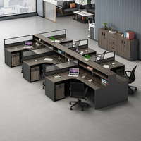 Ensemble de bureaux de direction minimalistes en forme de bar pour entreprises, 4 places et 6 places doubles, avec ceinture amovible pour le personnel de bureau