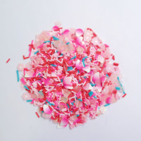 Mélange de pépites en argile polymère en forme de fleurs roses et pétales rose vif pour slime, gloss à lèvres, nail art, résine et artisanat