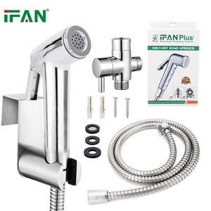 IFAN Conjunto de chuveiro muçulmano portátil de alta qualidade em aço inoxidável ABS branco Shattaf para banheiro, pulverizador de bidê