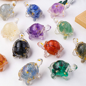 Ingrosso Tartaruga in resina di cristallo naturale tecnica di intaglio al quarzo schiacciato ornamenti da scrivania animale decorazione per la casa Idea regalo - Product Image 2