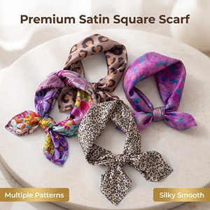 Satin Feel Square 55x55cm <b>Women</b> Printed Leopard/Polka Dot Durable Breathable <b>Bandana</b> Multifunctional Neck Scarf Bag Hair - Product Image 3