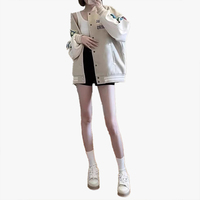 Jaket Fleece Baseball Retro Pria Wanita Musim Dingin Gaya Baru Longgar Panjang Model Sambung Dapat Disesuaikan Bordir Huruf Pilihan di Bagian Depan