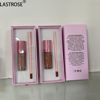 Ensemble de combos de brillant à lèvres transparent rose nu Kit de lèvres de marque privée végétalienne 2 en 1 Kit de brillant à lèvres mat antiadhésif