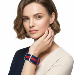 Bracelet de montre en nylon rayé de luxe avec logo personnalisé, remplacement 12-24 mm, bracelet de montre classique en tissu nylon DW - Product Image 2