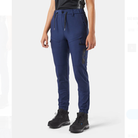 Pantalon de travail imperméable en satin élastique, taille mi-haute, coupe skinny, avec revers, genoux renforcés, triple couture, léger et respirant