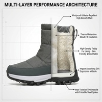 Bottes d'hiver matelassées personnalisées OEM, pliables, avec crampons, imperméables, en tissu matelassé, doublure en fourrure chaude, pour hommes et femmes, bottes de neige