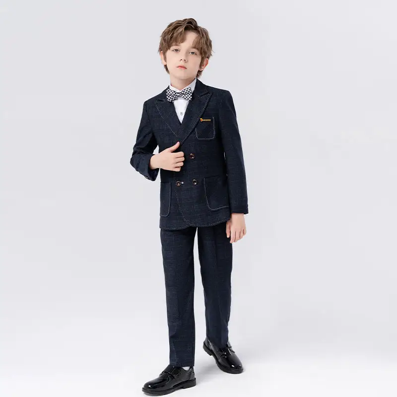 Wholesale Fashion Children Clothing Plaid Blazer Casual Boy's Suit two pieces Sets Korean performance stage Suit for boys