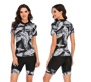 Dames Rash Guard Badpak Uv Bescherming Tegen De Zon Lange Mouw Spandex Badkleding <span class=keywords><strong>2</strong></span> Stuk Aan De Voorkant Rits Boot Surfen Op Het Strand Watersporten - Product Image 6