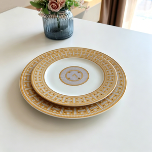 Wholesale Bone China 4 Piece Cup <b>Plate</b> Set Round Gold Design Porcelain Ceramic Charger <b>Plate</b> - Product Image 5