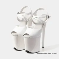 Sandales à plateforme sexy en cuir PU imperméable de 20 cm, style européen et américain, pour la danse sur barre en boîte de nuit, semelle en caoutchouc