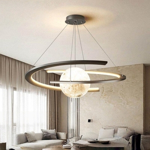 Aluminum LED <b>Chandelier</b> With Adjustable Brightness Modern Simple Elegant Luxury Circular <b>Lighting</b> - Product Image 1