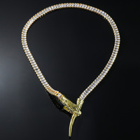 Collier court en laiton unisexe style hip-hop punk avec zircon en forme de serpent, bijoux de mode