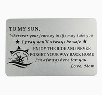 Porte-cartes populaire en acier inoxydable poli, gravé de mots anglais, style Europe & Amérique, souvenir de mariage