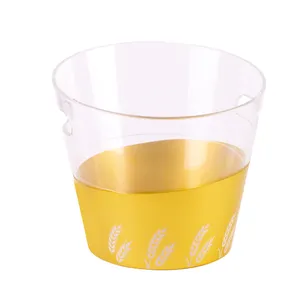 Transparent Wine Champagne Beer Plastic Ice Bucket with Metal Base Large Ice Buckets Ice Cooler for Party