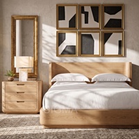 Cadre de lit en bois massif sur mesure, mobilier de chambre moderne, lit en bois pour hôtel, projet résidentiel