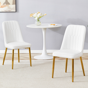 <span class=keywords><strong>2</strong></span> chaises de salle à manger modernes avec dossier en cuir PU élégant et pieds en métal doré pour le confort à la maison dans la cuisine, la chambre ou le bureau - Product Image 1
