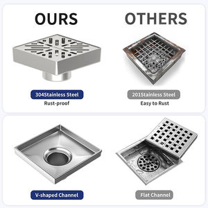 Drain <span class=keywords><strong>de</strong></span> <span class=keywords><strong>sol</strong></span> <span class=keywords><strong>de</strong></span> douche carré moderne en acier inoxydable 304/316L pour hôtel et salle <span class=keywords><strong>de</strong></span> bain avec fonction anti-obstruction - Product Image 3