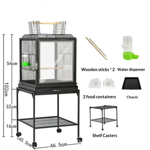 Bird Cage With Aluminum Alloy Base Luxury Large Parrot Cage With Metal House Boxed Packaging - Product Image 5