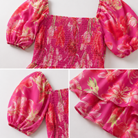 Robe Longue Femme Fleurie Smockée Manches Bouffantes Volants Été Vacances Bohème OEM ODM Marque Privée Grossiste Fabricant Usine