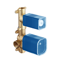 Ensemble de douche encastré en laiton brossé moderne avec mitigeur céramique à deux voies pour salle de bain