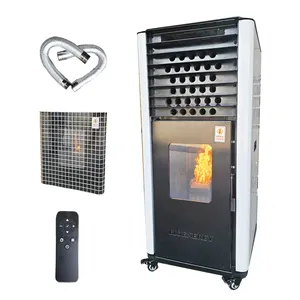 A popular style of smokeless, noiseless, energy-saving portable wood pellet fireplace for store heating