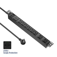 PDU de rack de centre de données 1U certifié ETL FCC, multiprise US à 8 prises avec prises 20A, protection contre les surtensions 2100J, 2500W