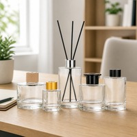 Ensemble de 5 flacons diffuseurs de parfum en verre transparent de luxe, cylindriques, vides, rechargeables, pour huiles d'aromathérapie