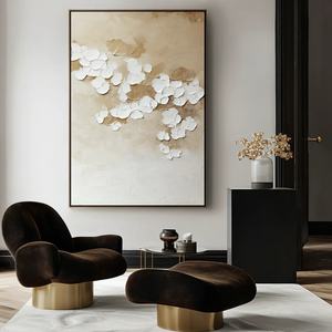 Arte Mural 3D Moderno con Diseño Floral y Textura, Arte Contemporáneo en Lienzo Pintado a Mano, Regalo para la Inauguración de una Casa - Product Image 1