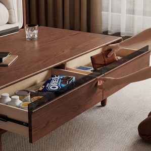 Tavolino da Caffè in Legno Massello Stile Mid-Century Modern, Quercia e Legno di Gomma Bicolore, <span class=keywords><strong>Tavolo</strong></span> Retrò per Soggiorno per Piccoli Appartamenti CJ089 - Product Image 6
