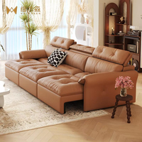 Nouveau canapé-lit électrique télescopique en cuir sans contact, multifonctionnel, inclinable, meuble de salon, cadre métallique en ligne droite