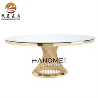 Table de mariage en verre miroir avec cadre en acier inoxydable doré tables 10 personnes pour mariage