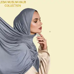 Chales clásicos de tela de alta calidad, diseño de jersey hijab de 180x80cm, chales de talla grande