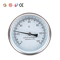 Custom Bimetallic Dial Thermometer with Brass Probe2.0 Accuracy 1/4 NPT Back Connection for Boiler Pipe & Oven