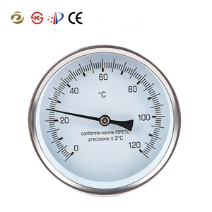 Termómetro Bimetálico con Dial, Precisión 2.5, Conexión Trasera 1/4 NPT para Tuberías de Calderas y Hornos - Product Image 1