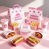 Boîtes d'emballage personnalisées pour frites, hamburgers, poulet, hot-dogs, emballages à emporter, contenants en papier pour aliments, boîtes en papier pour la restauration rapide