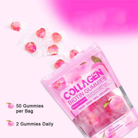 Complément de beauté végétalien pour cheveux, peau et ongles, Gommes à la biotine et au collagène pour éclaircir la peau, Gommes à la biotine et au collagène en forme d'ours vitaminés