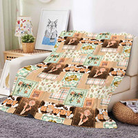 Mantas Baratas al por Mayor con Patrón de Patchwork Occidental, Mantas de Franela de Felpa con Estampado de Vaca para Bebés Niños y Niñas