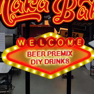 Lenzuolo zincato luci al Neon 3D decorazioni in PVC per Bar birre Logo segno del negozio pilone insegna al Neon <span class=keywords><strong>LED</strong></span> negozio segnaletica - Product Image 2