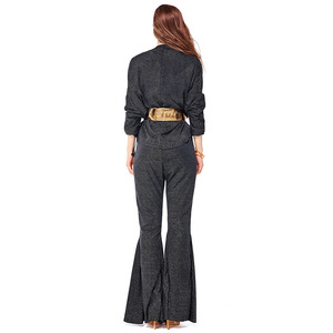 Costume de <span class=keywords><strong>femme</strong></span> adulte pour Halloween, rétro années 70, années 80, hippie, <span class=keywords><strong>disco</strong></span>, paillettes noires, YTHC-027 - Product Image 5