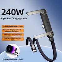 Support de téléphone multifonctionnel 240W Type-C avec câble de charge rapide et de transfert de données pour téléphones mobiles iPhone 15/17, tablettes et appareils de jeu