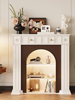 Meuble de cheminée vintage de style français avec flamme simulée, personnalisable, en bois d'hévéa, console d'entrée, présentoir de salon