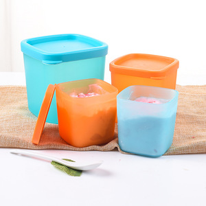Conteneur à crème glacée avec couvercle, en plastique, résistant au congélateur, bleu, orange, rose, petite, moyenne, grande taille, pour le stockage de crème glacée maison - Product Image 4