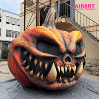 Ballon gonflable géant en forme de citrouille à crocs pour la décoration de maison hantée, statue de citrouille d'Halloween personnalisée pour les idées de fête